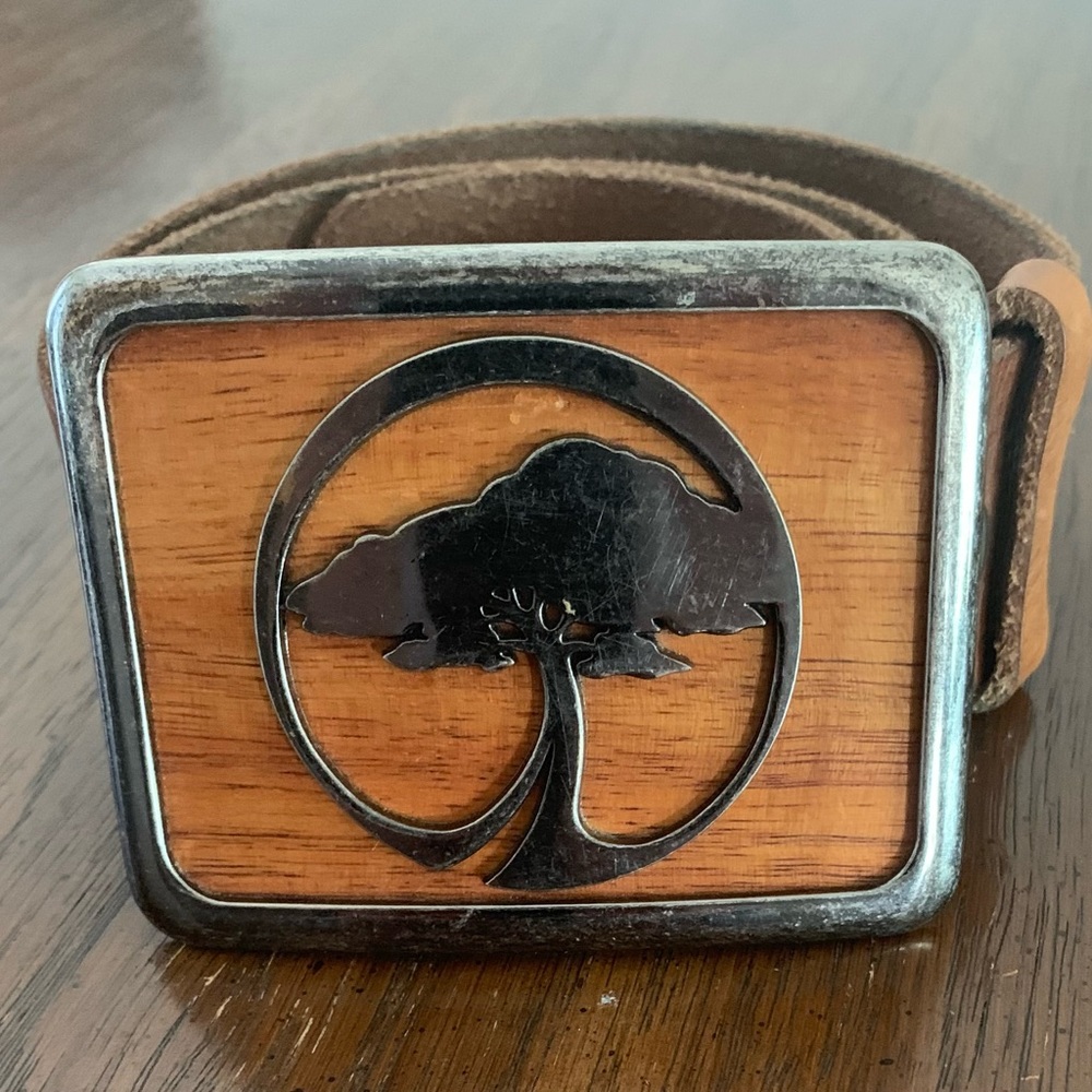 100% Leather Tan With Tree Design Bucket